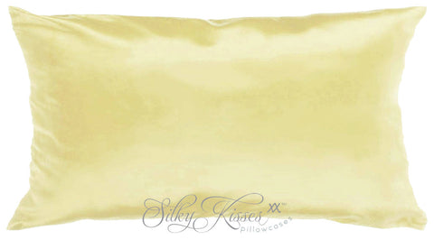 Pale Yellow Silk Pillowcase by Silky Kisses