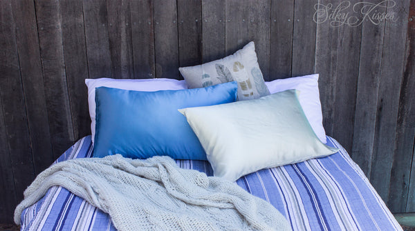 Blue silk outlet pillow