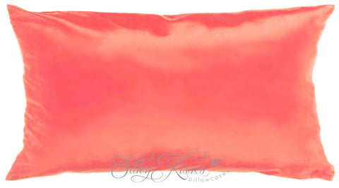 Coral Pink Silk Pillow Case